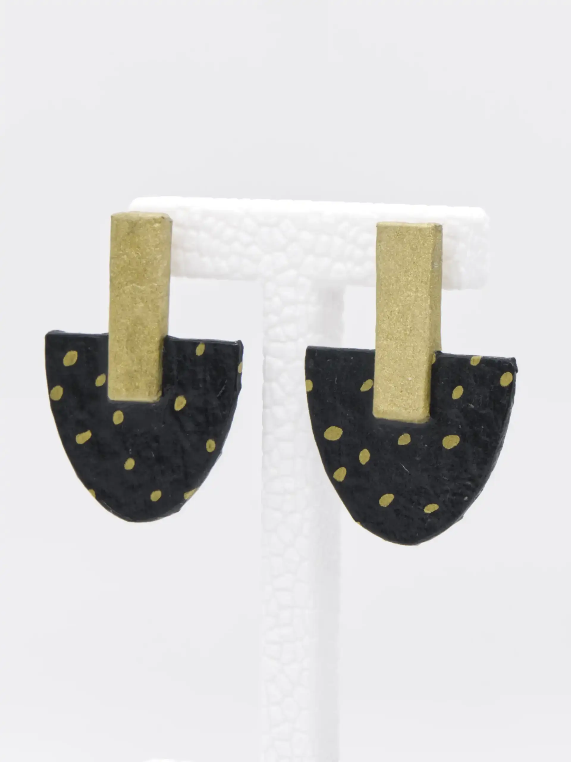 Black and gold geometric drop earrings