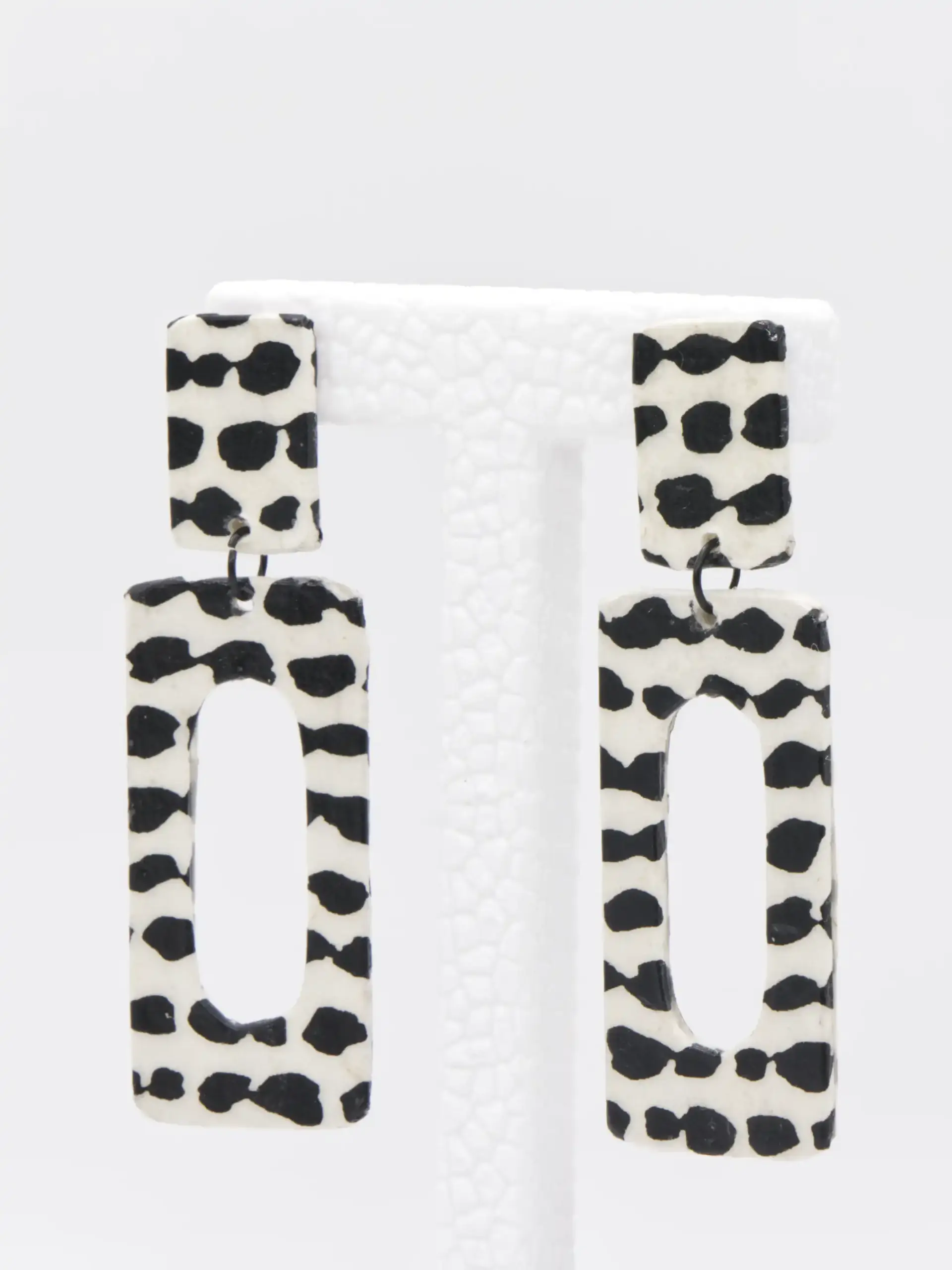 Black and white print earrings
