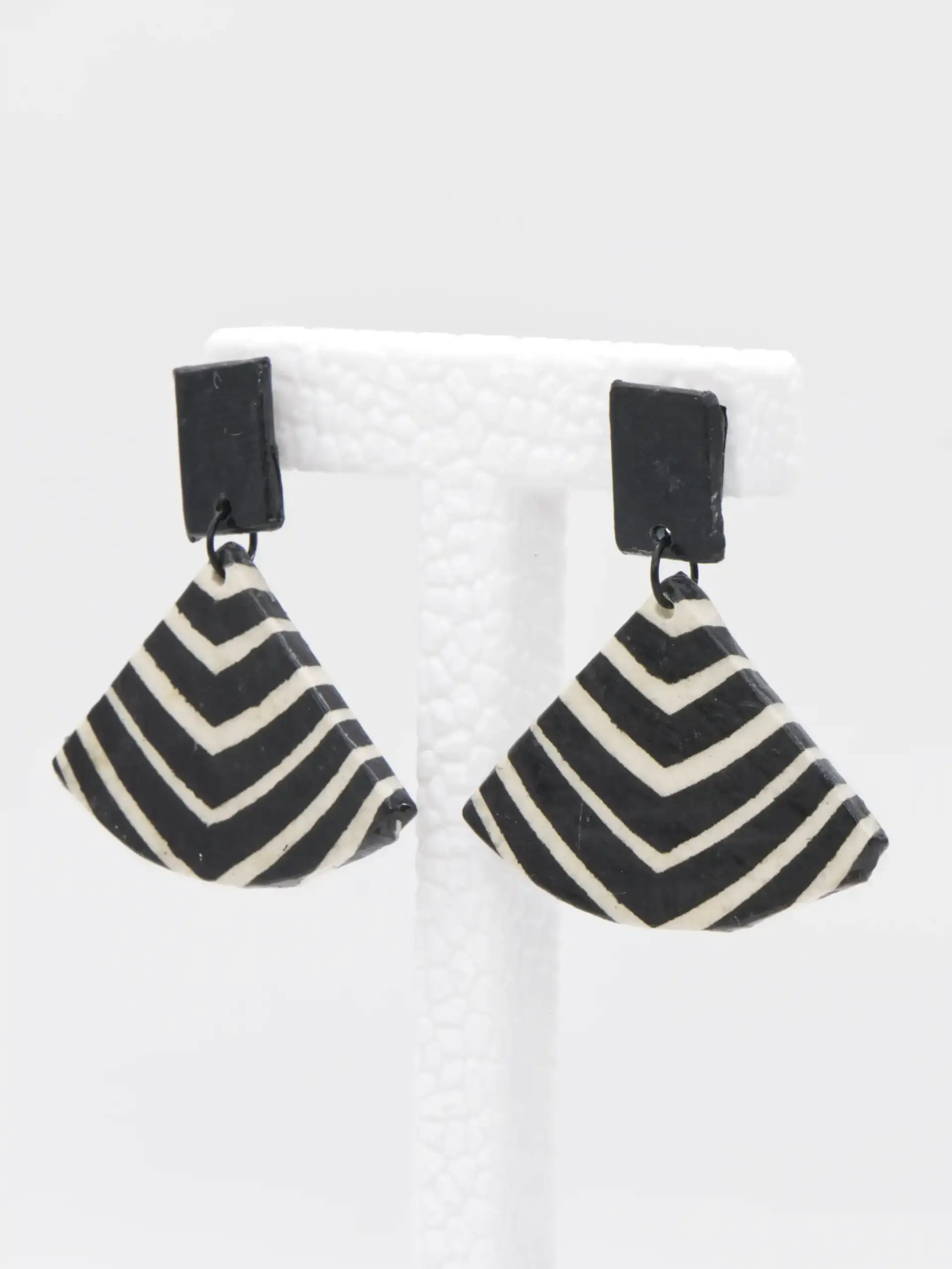 Black and white chevron dangle earrings